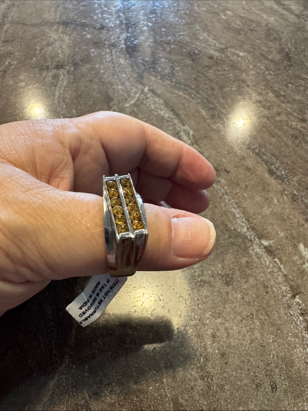 Ring with Yellow Topaz-Color Stones